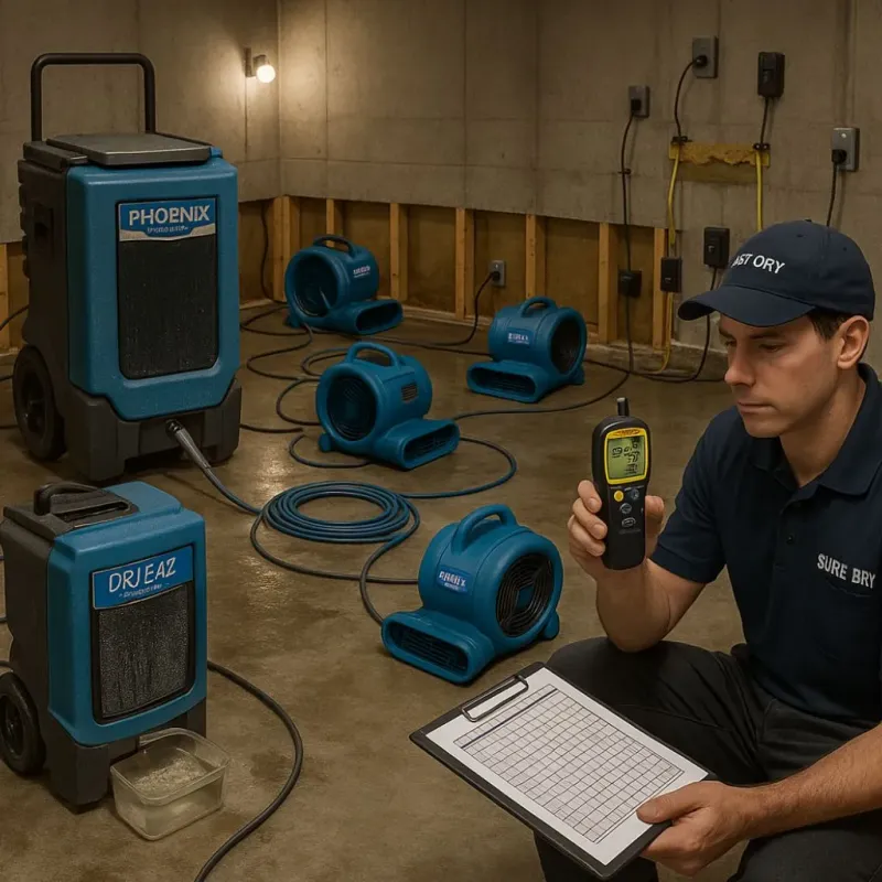 Structural Drying and Dehumidification process in Sanbornton, NH